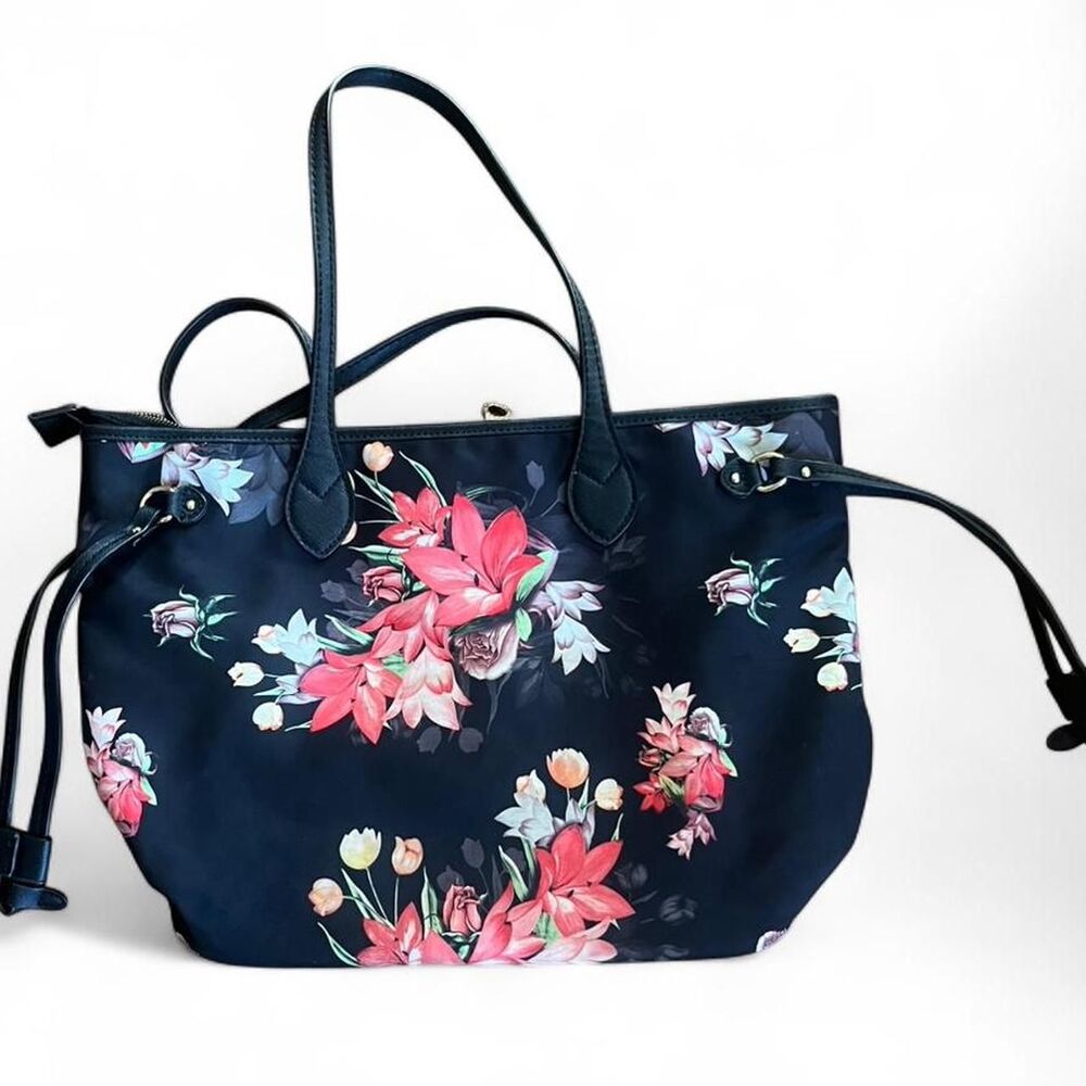 Marc by Marc Jacobs Black Multicolored Floral Purse Handbag FLAW - Picture 2 of 4
